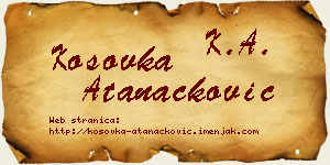 Kosovka Atanacković vizit kartica